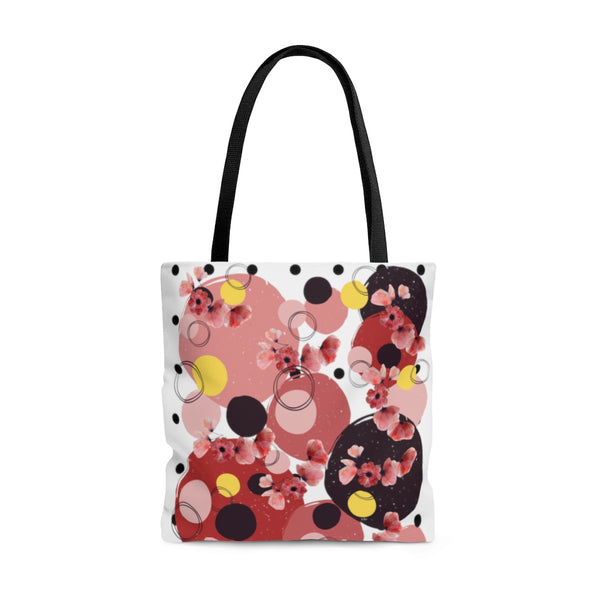 Coral and Yellow on Polka Dots Tote Bag