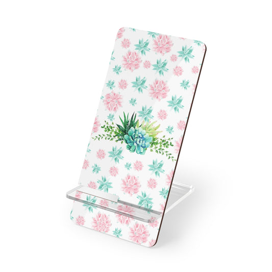 Pink and Green Succulents Mobile Phone Stand