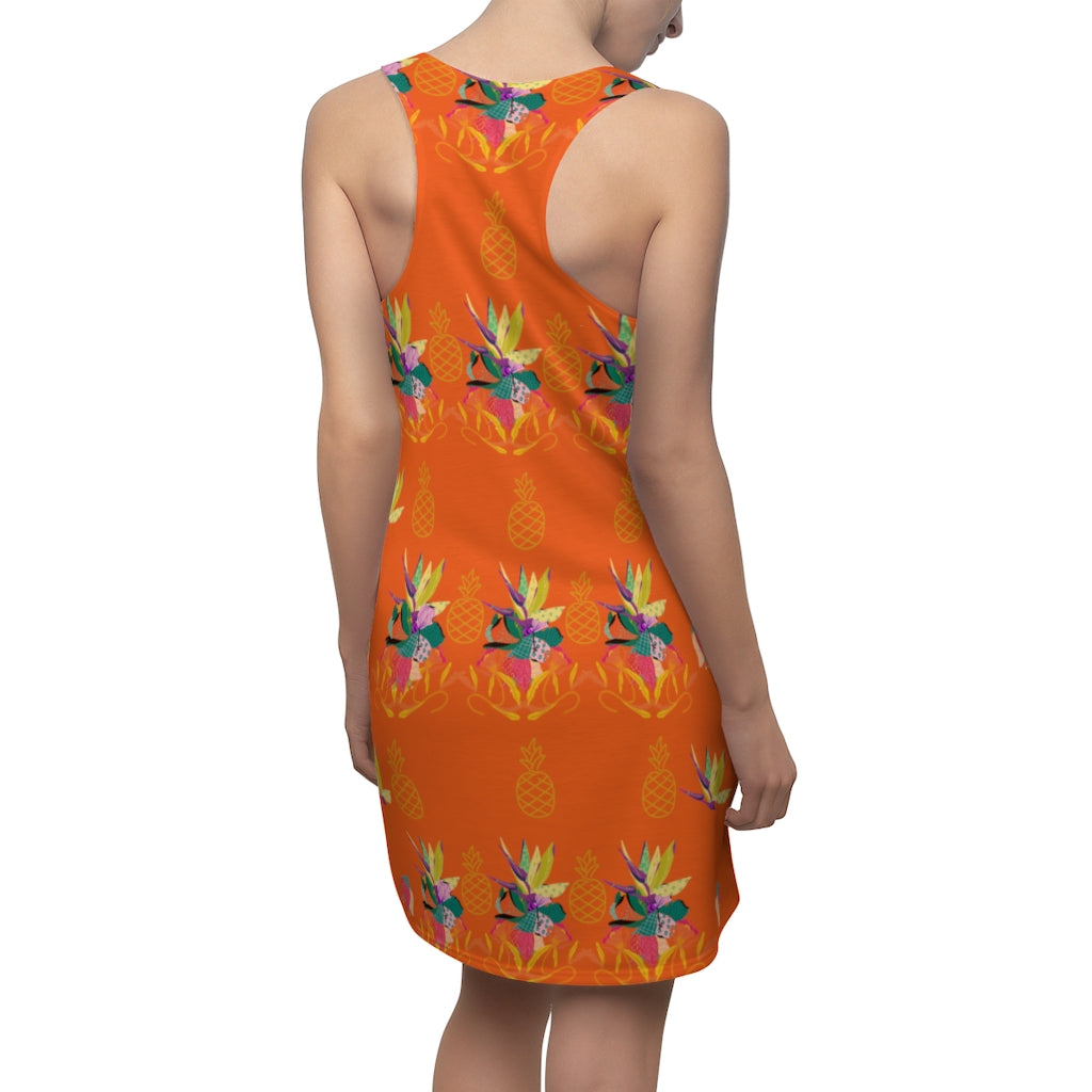 Tropical Pineapple Women's Racerback Dress - Orange