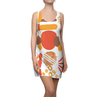 Earth Tones Abstract Women's Racerback Dress - White