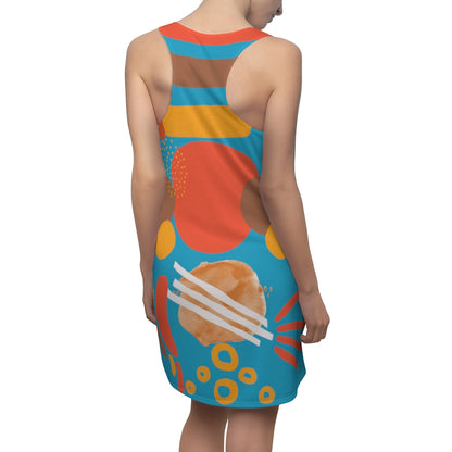 Earth Tones Abstract Women's Racerback Dress - Turquoise