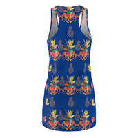 Tropical Pineapple Women's Racerback Dress - Dark Blue