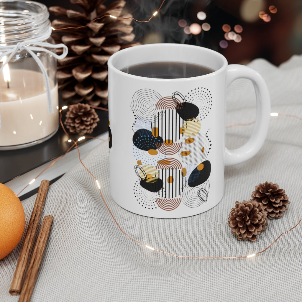 Circles, Bars, and Rocks 11oz Mug - White