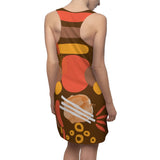 Earth Tones Abstract Women's Racerback Dress - Dark Brown