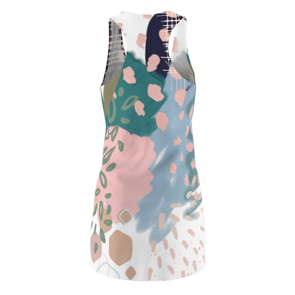 Abstract in Pink and Green Racerback Dress