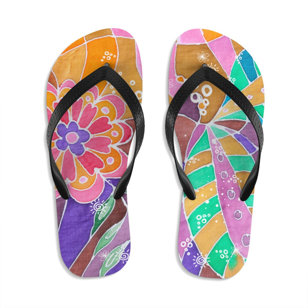 Multicolored Abstract Unisex Flip-Flops