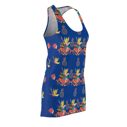 Tropical Pineapple Women's Racerback Dress - Dark Blue