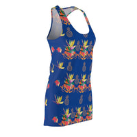 Tropical Pineapple Women's Racerback Dress - Dark Blue