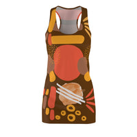 Earth Tones Abstract Women's Racerback Dress - Dark Brown