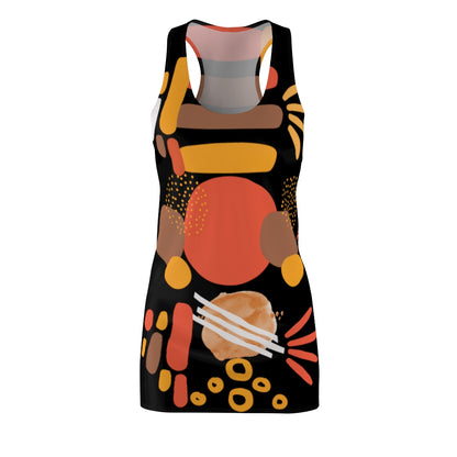 Earth Tones Abstract Women's Racerback Dress - Black