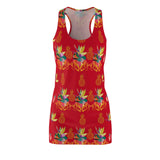 Tropical Pineapple Women's Racerback Dress - Dark Red