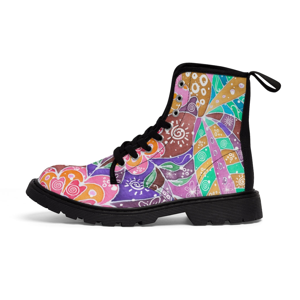 Multicolor Abstract Women's Boots