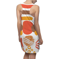 Earth Tones Abstract Women's Racerback Dress - White