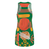 Earth Tones Abstract Women's Racerback Dress - Dark Green