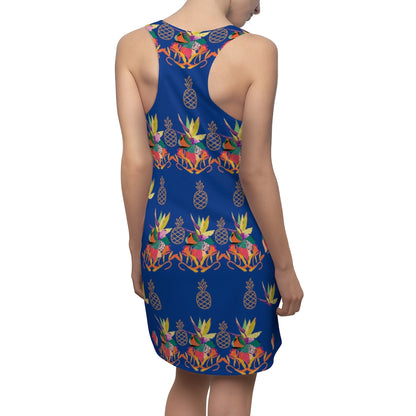 Tropical Pineapple Women's Racerback Dress - Dark Blue