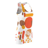 Earth Tones Abstract Women's Racerback Dress - White