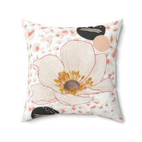 Peach Flower Abstract Square Pillow