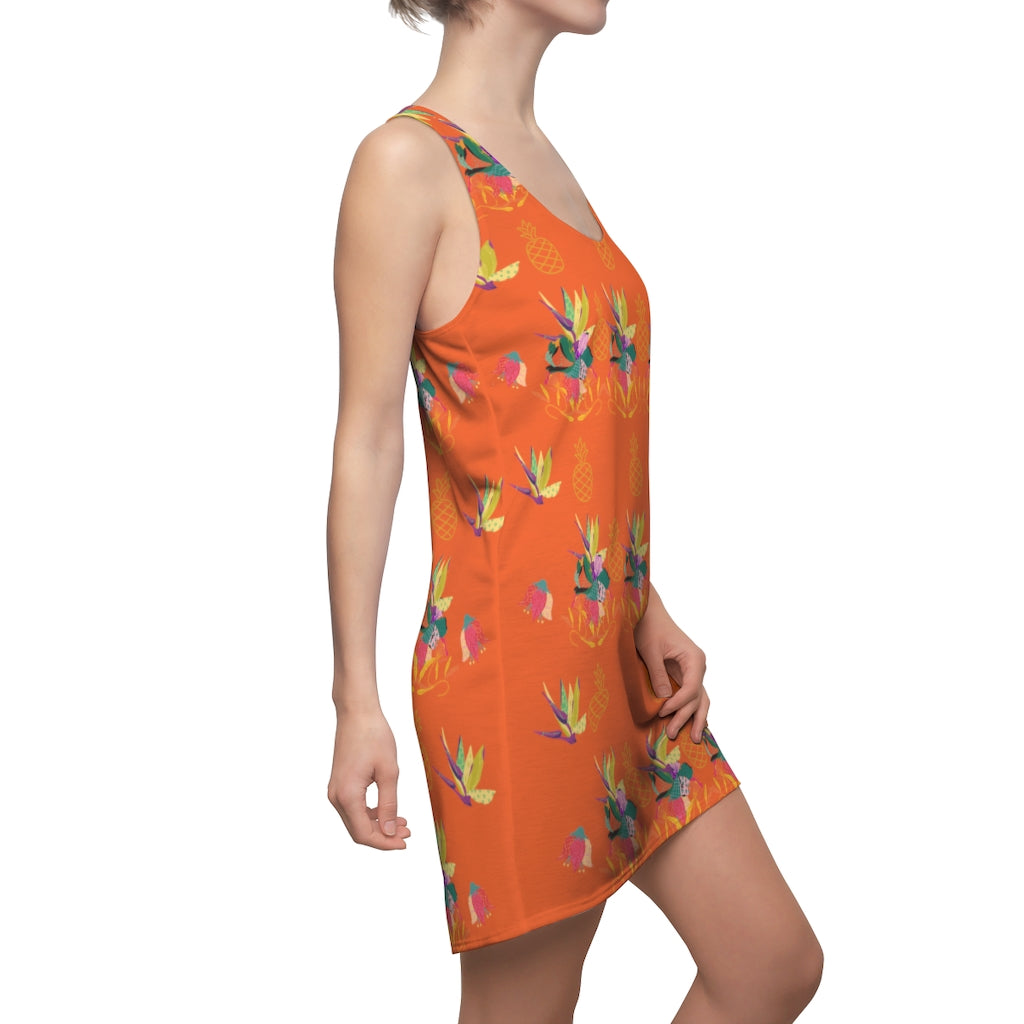 Tropical Pineapple Women's Racerback Dress - Orange