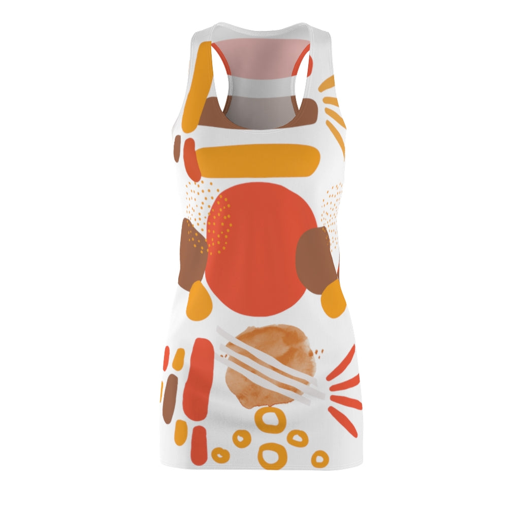 Earth Tones Abstract Women's Racerback Dress - White