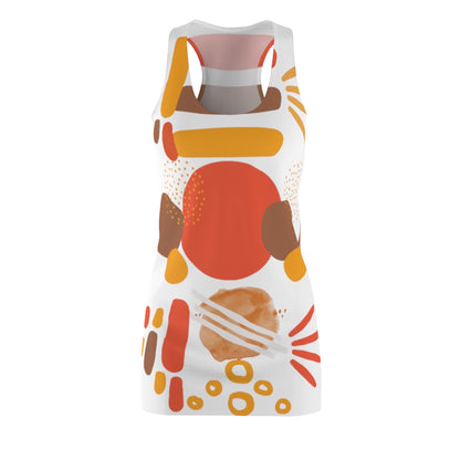 Earth Tones Abstract Women's Racerback Dress - White
