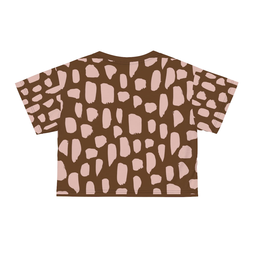Pink on Brown Crop Tee