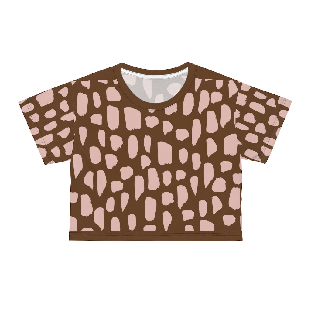 Pink on Brown Crop Tee