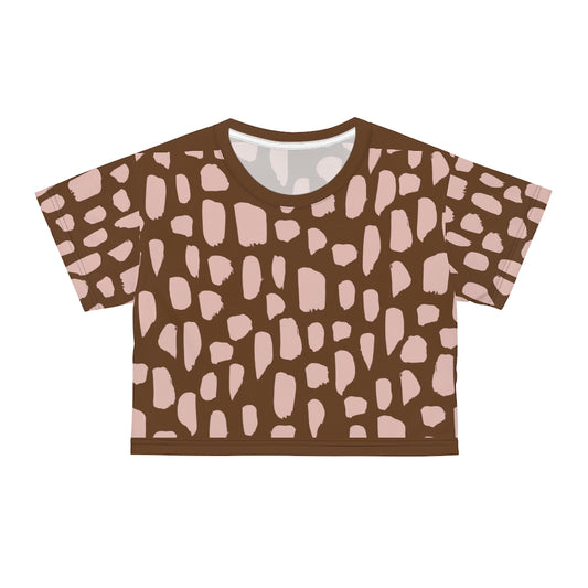 Pink on Brown Crop Tee