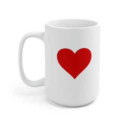 One Heart One Love Valentine Red Heart Mug 15oz White