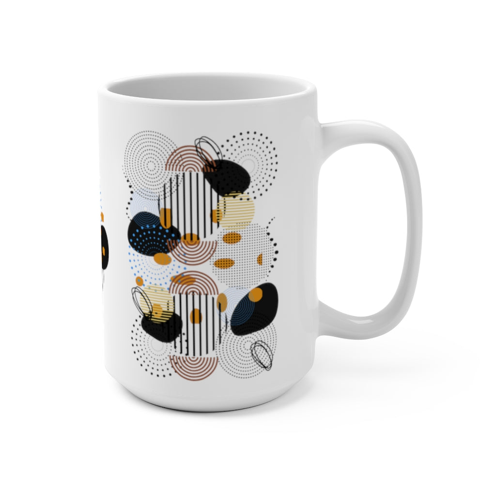 Circles Bars, and Rocks 15 oz Mug - White
