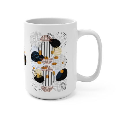 Circles Bars, and Rocks 15 oz Mug - White