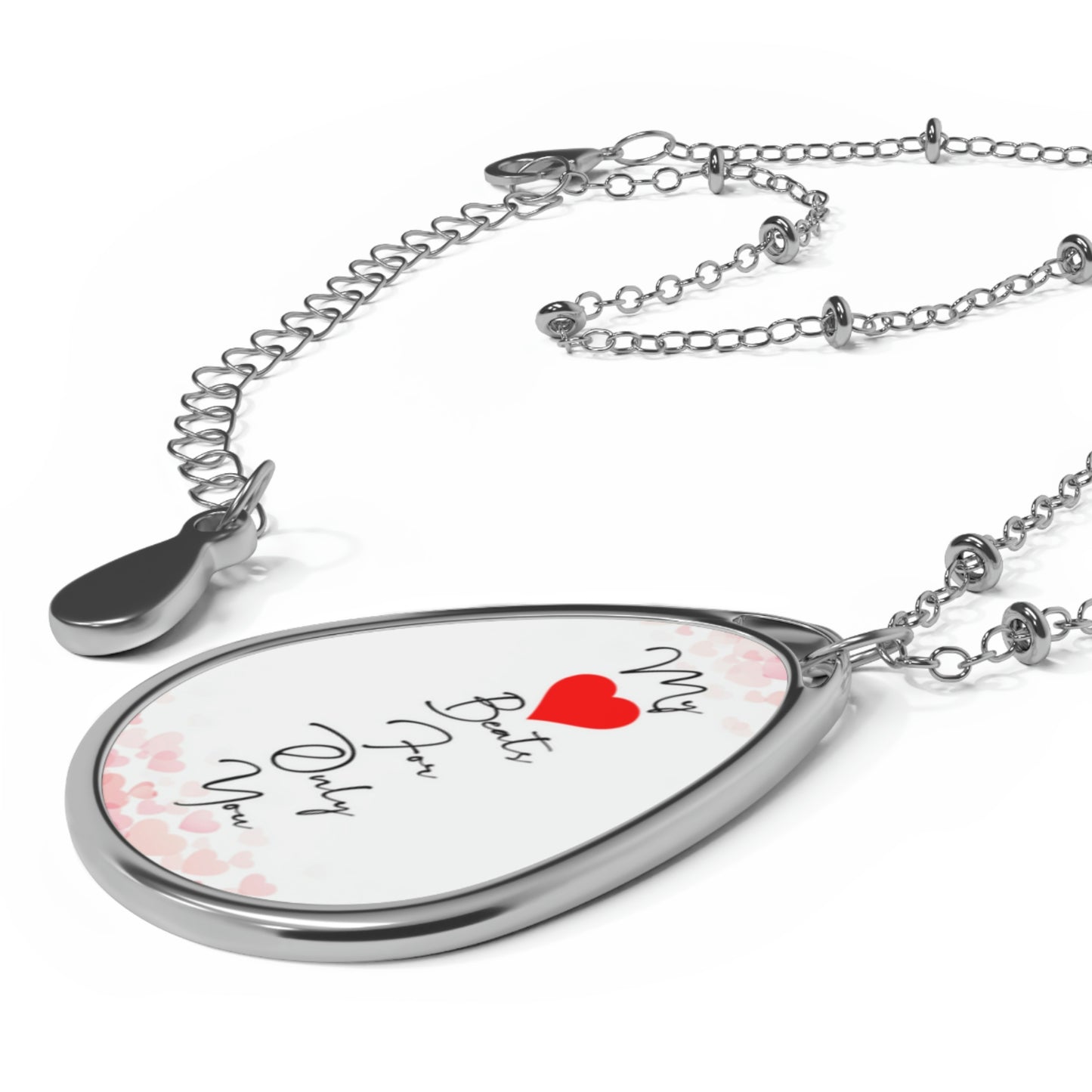 My Heart Beats Oval Necklace Valentine Jewelry