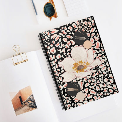 Peach Flower Abstract Spiral Notebook - Black
