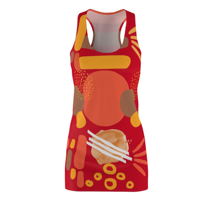 Earth Tones Abstract Women's Racerback Dress - Dark Red