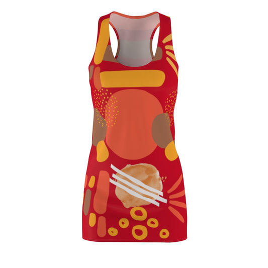 Earth Tones Abstract Women's Racerback Dress - Dark Red