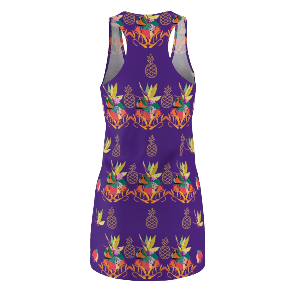 Tropical Pineapple Women's Racerback Dress - Purple