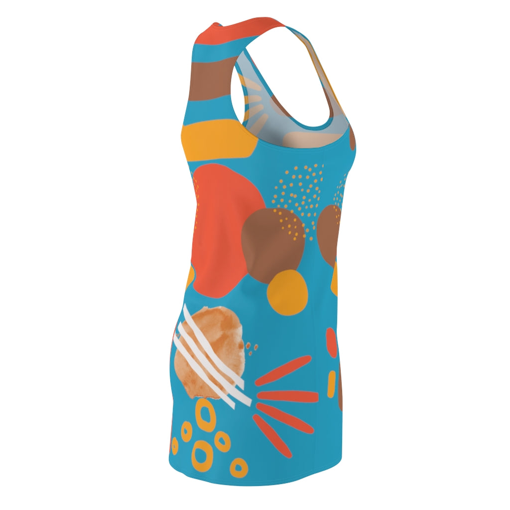 Earth Tones Abstract Women's Racerback Dress - Turquoise