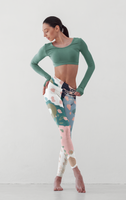 Abstract in Pink and Green Stretchy Leggings