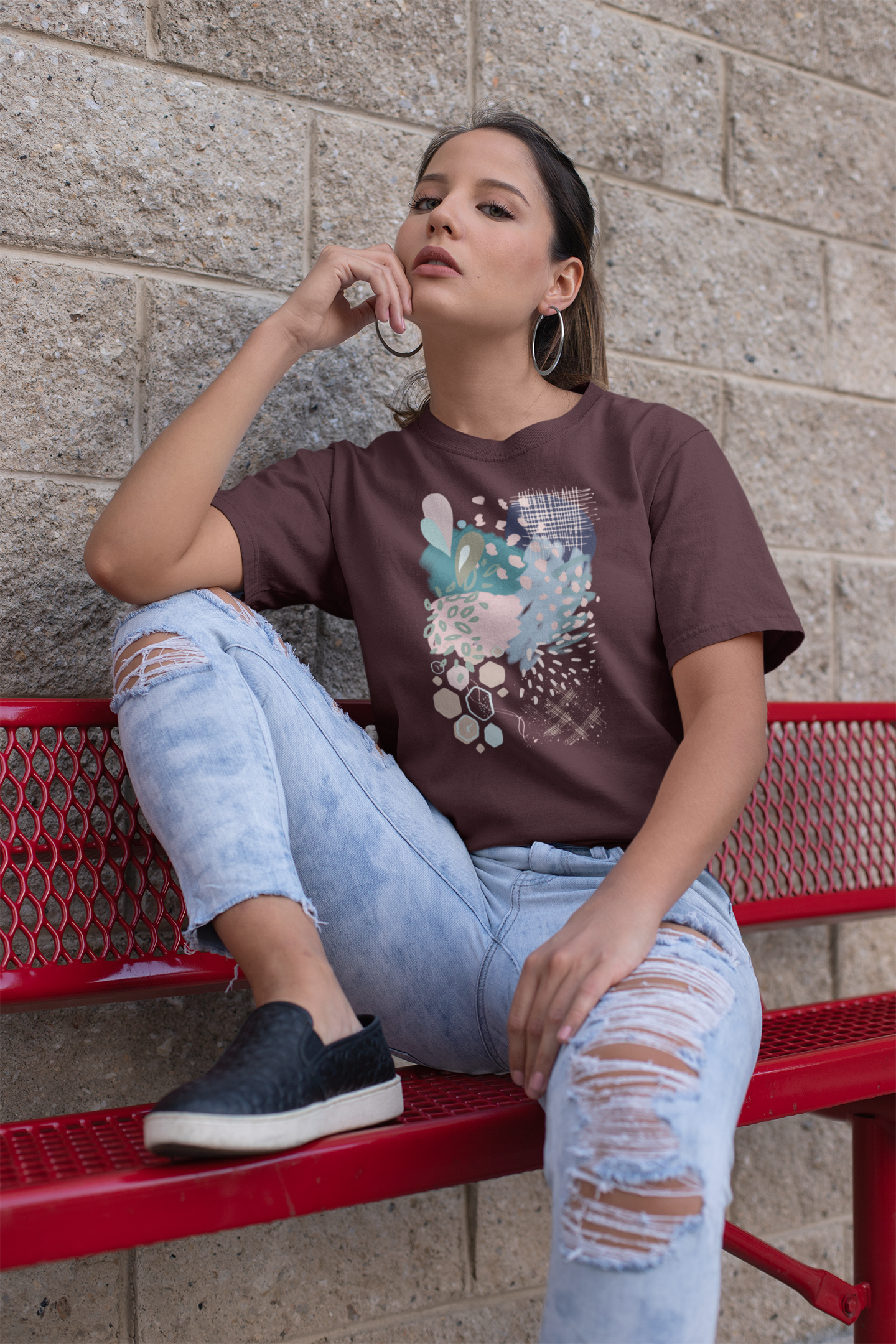 Abstract in Pink and Green Unisex Tee