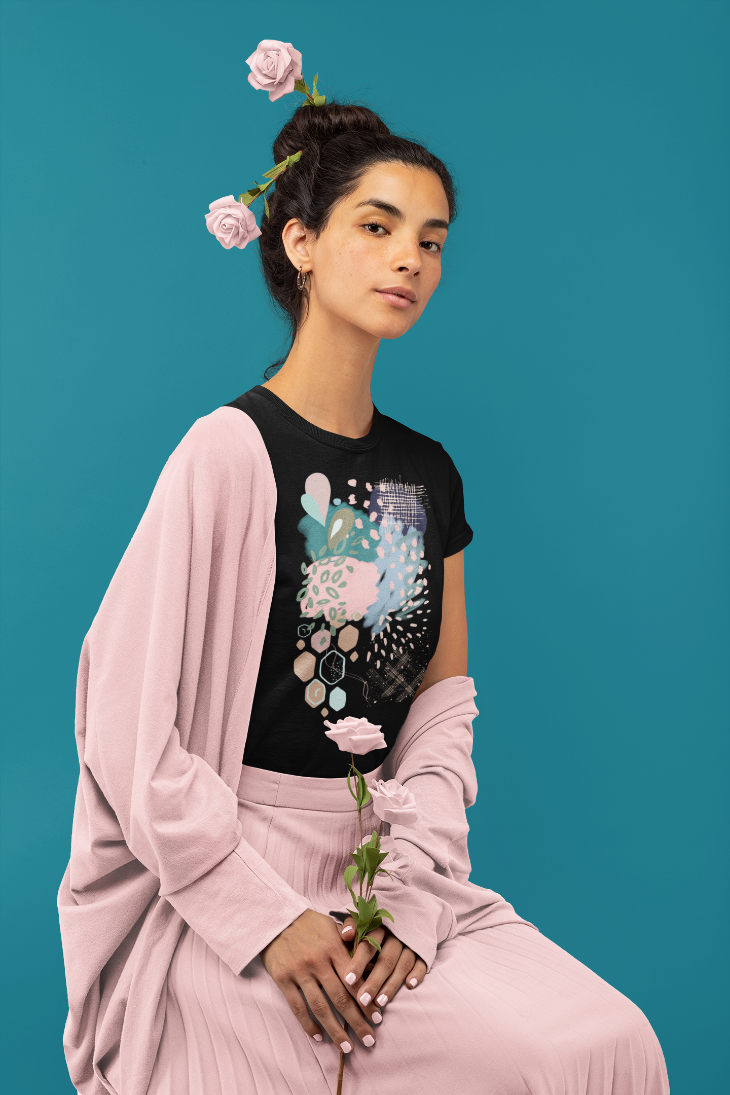 Abstract in Pink and Green Unisex Tee