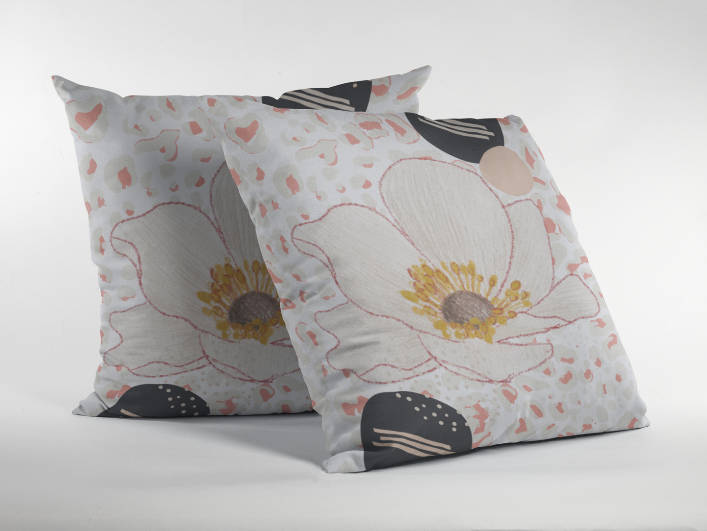 Peach Flower Abstract Square Pillow